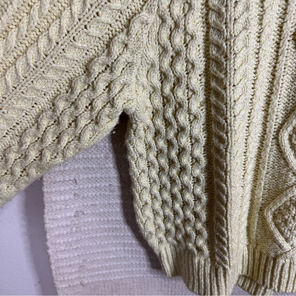 FEAR OF GOD Essentials canary yellow chunky cable knit oversized sweater S - Picture 4 of 9